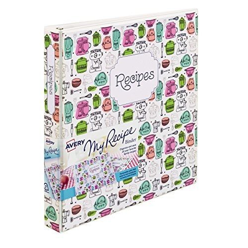 Avery my recipe binder, extra wide 1-inch slant ring, vintage kitchen design for sale