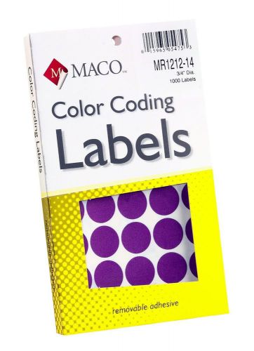 MACO Purple Round Color Coding Labels, 3/4 Inches in Diameter, mr1212-14 6 packs
