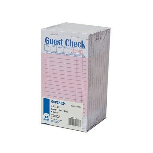 Royal pink guest check board, 1 part booked with 15 lines, package of 10 books for sale