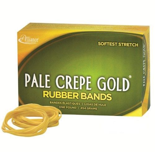 Alliance pale crepe gold size #31 (2 1/2 x 1/8) premium rubber band - 1 pound for sale