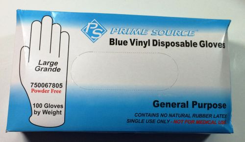 Prime Source Blue Vinyl Powder-Free Gloves 750067805 Large 2 Boxes of 100