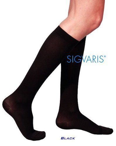 Men&#039;s Cotton Ribbed Knee High 20-30mmHg CloseToe, XL Long, Black, 232CXLM99