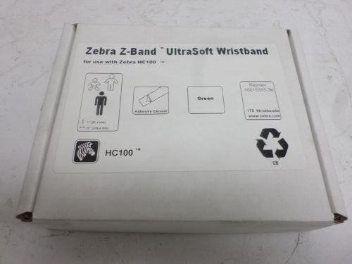 Zebra z-band ultrasoft wristband cartridge kit hc100 (10015355-3k) green - new for sale