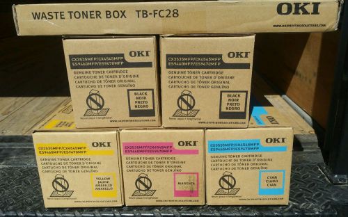 Lot of 5 Oki Toners plus Waste Tank CX3535MFP/CX4545MFP/ES9460MFP/ES9470MFP