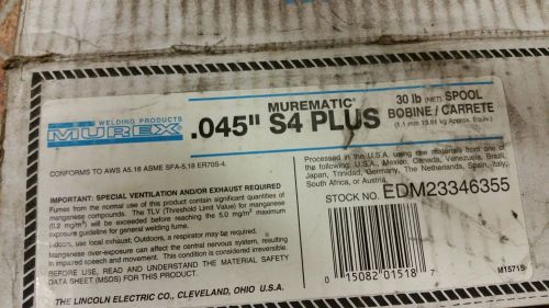 Murex edm23346355 murematic s4 plus mig welding wire .045&#034; 30lb spool er70s-4 for sale