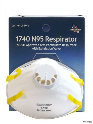 NEW - BOX OF 10 GERSON 1740 PARTICULATE RESPIRATORS with EXHALATION
