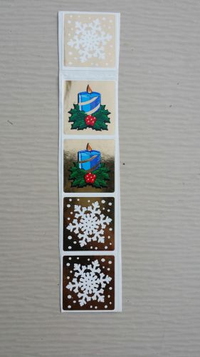 Stickers- Snowflakes, Candles, Holly - 5 Count