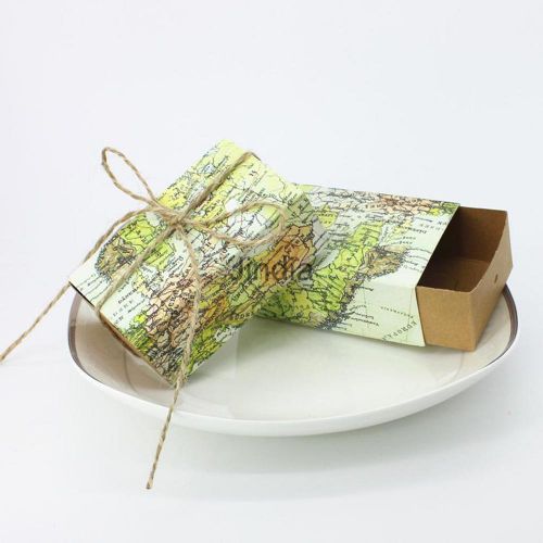 Wholesale 50pcs candy paper bags wedding favors world map paper gift boxes for sale