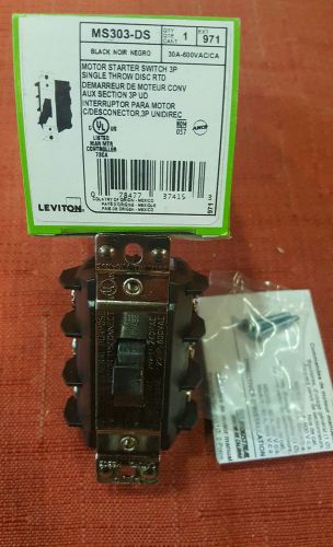 LEVITON MS303-DS AC MOTOR STARTER SWITCH 3-POLE DISCONNECT, MANUAL TOGGLE, 600V