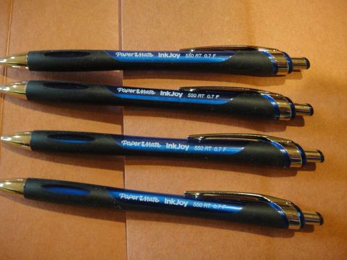 4-Paper Mate InkJoy 550 RT Retractable FINE Point 0.7mm Ink Pen Blue Ink new
