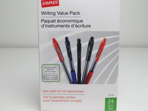 Staples Writing Value 24 Pack Pens Pencils FREE Lead Eraser Refills Correct Tape