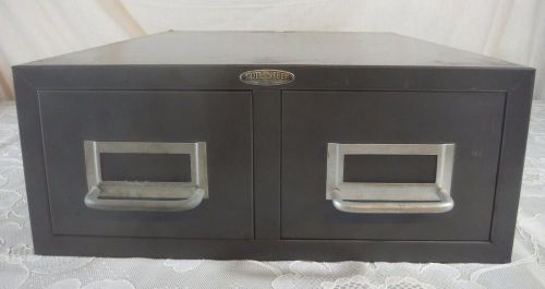 Vintage cole steel industrial metal desktop card file 2 drawer cabinet for sale