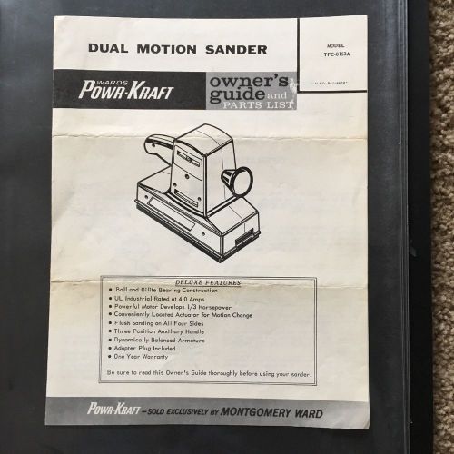 Vintage POWR KRAFT Wards dual Motion Sander owners guide