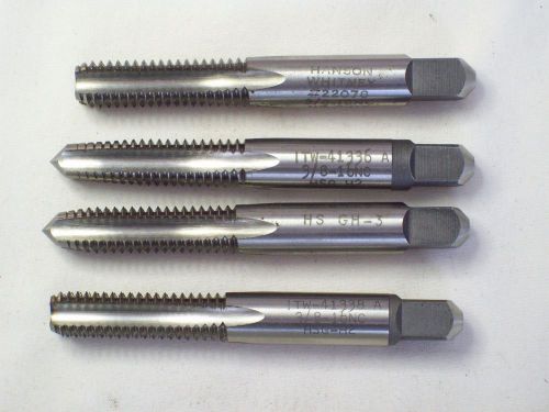 4 - new threading hand taps 3/8&#034; x 16 nc, bottom, plug, &amp; taper  made in usa! for sale