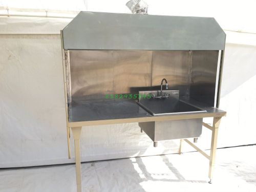 Lab bench sink 72 x 36 laboratory stainless w shelf and power electronics repair for sale