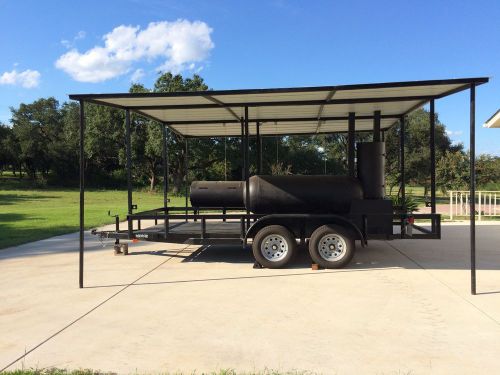 New custom reverse smoke grill, charcoal grill, smoker on 16ft covered trailer for sale