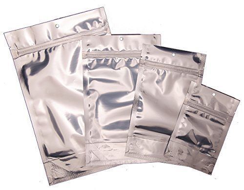 PackFreshUSA Silver &amp; Clear Stand Up Pouches, 100pcs Small 4x6x2.5