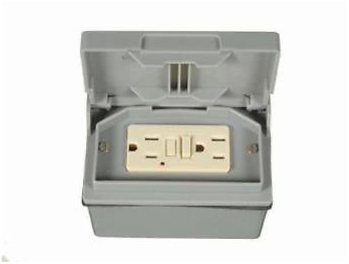GFI RECEPTACLE WEATHER PROOF HORIZONTAL POLY COVER LOT OF 3 TCI41250 GREY