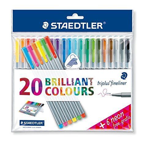 Staedtler triplus fineliner 334 sb20 color ink pen 0.3mm + 6 neon pen artist for sale