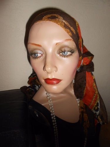 Vintage Mannequin Torso w/Eyelashes &amp; Pierced Ears for Hats,Jewelry,Wigs &amp; Tops
