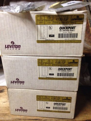 LOT OF 85 LEVITON QUICKPORT FACE PLATES GREY 3 PORTS TELECOM DATA 41080-3GP