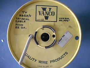 Vtg Vanco TV RG59/U Co-Axial Foam 22 Gauge Wire/Cable Roll Exc