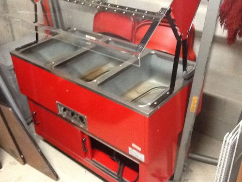 Used duke 3 well hot food table, w/ sneeze guard, 44.5&#034; long x 22.5&#034;wide, 120v for sale