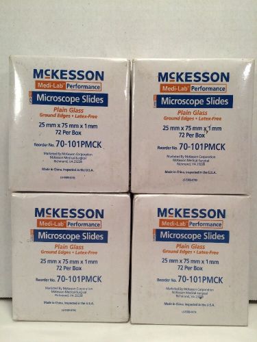 (4) McKesson  Microscope Slides Plain Glass 70-101PMCK 25mm X 75mm X 1mm Qty 72