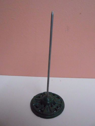 METAL BASE NOTE RECEIPT SPINDLE GREEN CAST IRON, POINTED STEEL SPINDLE
