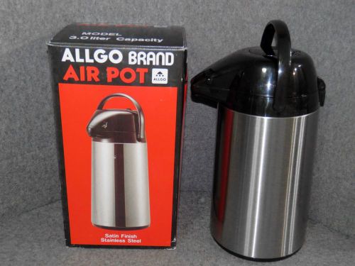 Allgo Brand 3.0 Liter (100 oz.) Satin Finish Stainless Steel Airpot - NIB