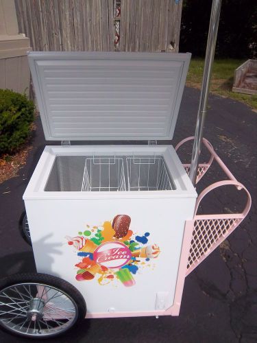 New pink ice cream push cart w/umbrella breast cancer awareness fundraiser for sale