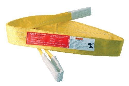 Vestil SL-6-F-6 Polyester Lift Sling, Loop Ends, Yellow, 2 Ply, 6&#039; Length, 3&#034;