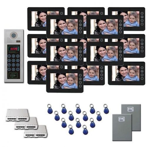 Apartment video intercom 14 7&#034; color monitor door camera key fob for sale