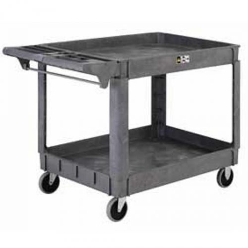 Large Deluxe 2 Shelf Plastic Utility &amp; Service Cart 5&#034; Rubber Casters