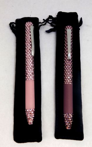 NEW Set of 2 Pink &amp; Purple Shimmering Crystals Pens by Lori Greiner