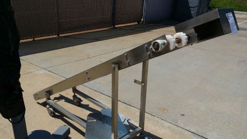 8FT CLEATED LOW PROFILE INCLINE CONVEYOR ALL STAINLESS FRAME W/NEW DC MOTOR