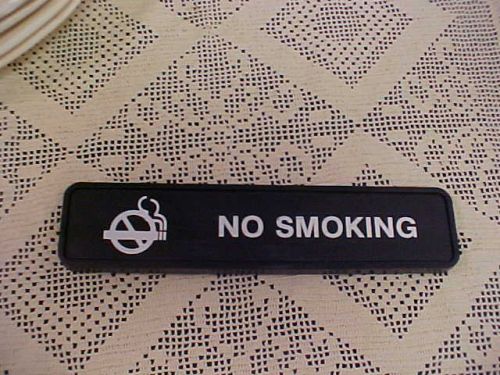 No Smoking Sign Self Stick On Adhesive  9&#034; Long 2&#034; Tall Plastic Black NEW