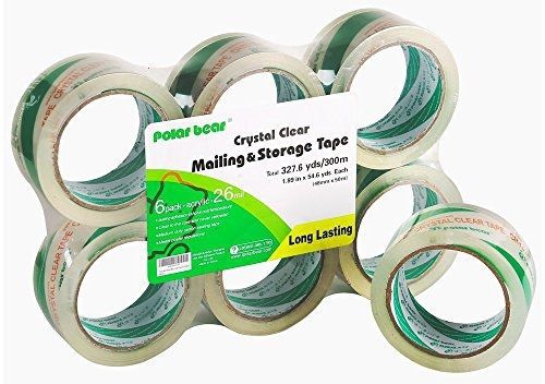 Polar bear® crystal clear mailing &amp; storage tape, 1.89&#034; x 55 yards, 2.6 mil, 3&#034; for sale