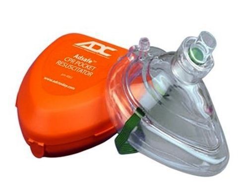 Adc - adsafe pocket size cpr mask with ambu hard case, orange, each. new for sale