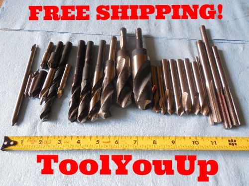 LOT OF USED SILVER &amp; DEMING 1/2&#034; SHANK DRILLS &amp; OTHER HSS TOOLING REAMERS TOOLS
