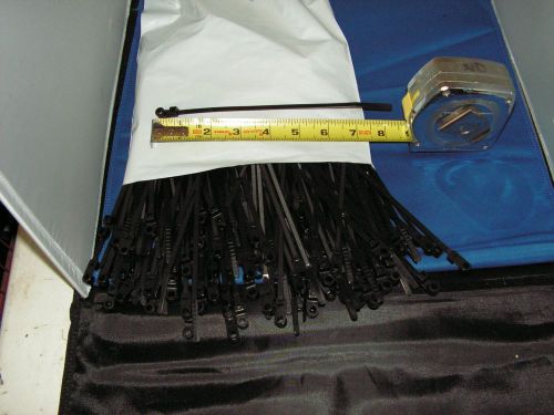 200 count  7&#034; black uv nylon mounting screw hole cable zip ties 50lb  usa made for sale
