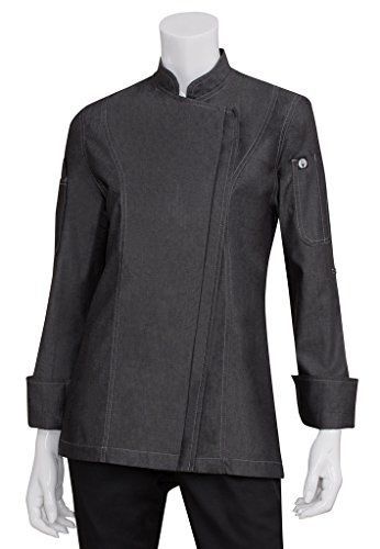 Chef Works EXWDZ002-BLK-M Women&#039;s Denim Jacket with Zipper, Medium, Black