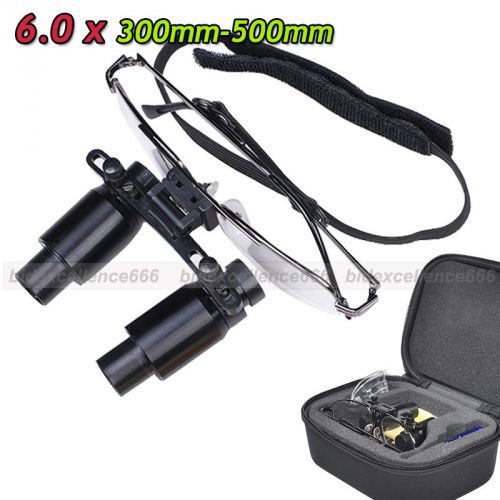 Black New Dental Loupes 6X300-500mm Medical Binocular Glasses Magnifier with Bag