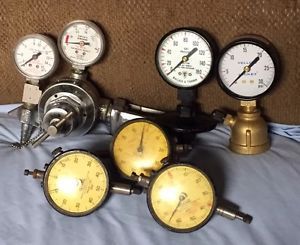 Vtg lot of 8 industrial gauges federal yellow jacket wallace pressure medical for sale