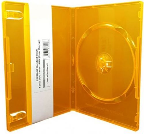 (10) CheckOutStore PREMIUM Standard Single 1-Disc DVD Cases 14mm (Clear Orange)