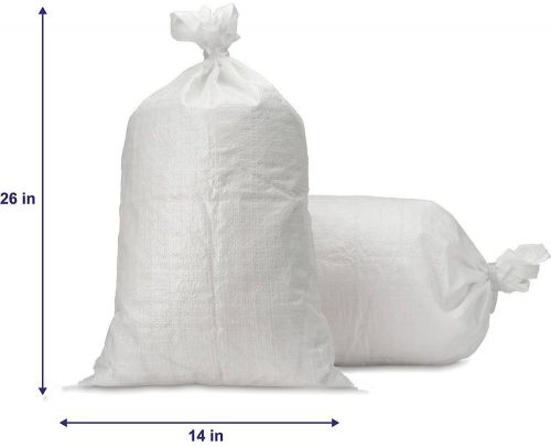 20 Sand Bags 14 X 26 Empty White Woven Polypropylene Sandbags UV Coating &amp; Ties