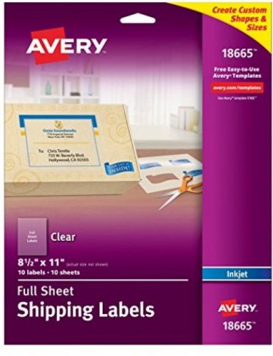 Avery Clear Full-Sheet Labels For Inkjet Printers, 8.5 X 11-Inches, Pack Of 10