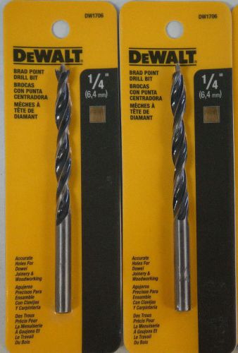 2 pack of dewalt dw1706 1/4 in. steel brad point drill bit for sale