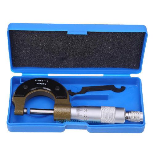 Outside Micrometer 0-25mm/0.01mm Gauge Vernier Caliper Measuring Tools w/ Box