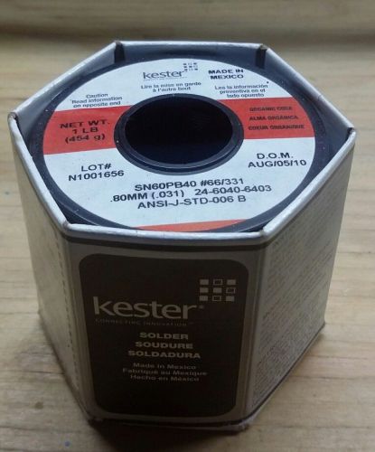 KESTER ORGANIC CORE SOLDER 1 LB - DIA. .031 CORE 66 FLUX 331